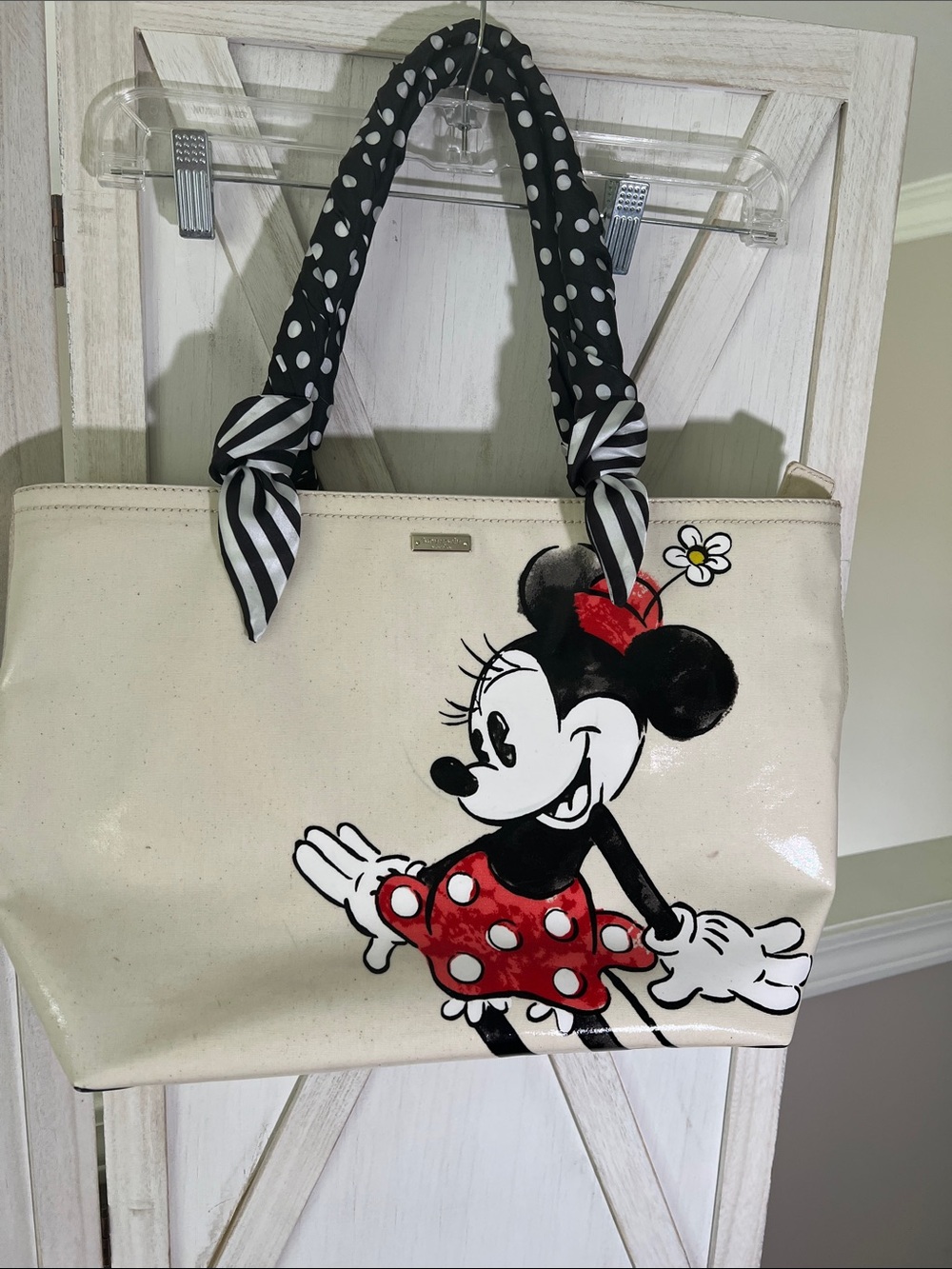 Kate Spade Tote with Minnie Mouse Red Polka Dot Skirt and Black Handles